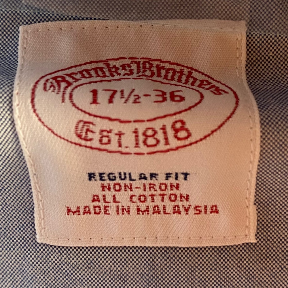 Brooks Brothers All Cotton Non-Iron Light Blue Dress Shirt